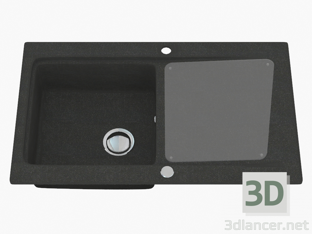 3D Modell Spüle, 1 Schüssel mit Abtropffläche - Graphite Metallic Modern (ZQM G113) - Vorschau