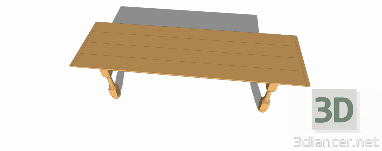 modèle 3D table en bois - preview