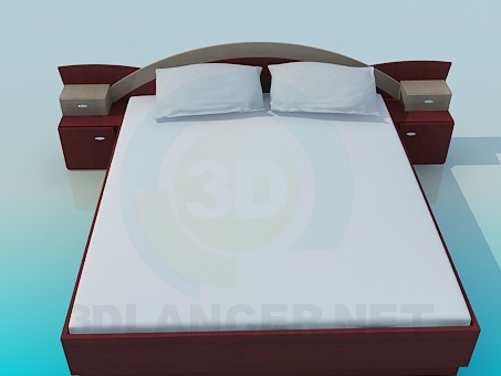 3d model Bed with bedside tables - preview 3d model Bed with bedside tables - preview