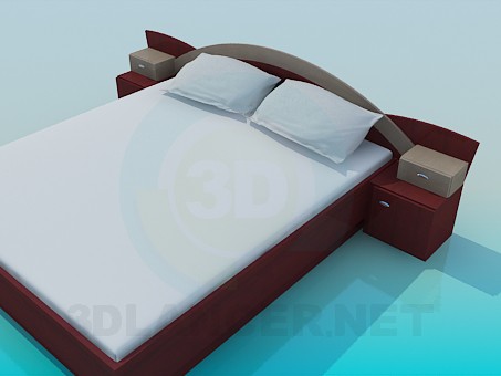 3d model Bed with bedside tables - preview 3d model Bed with bedside tables - preview