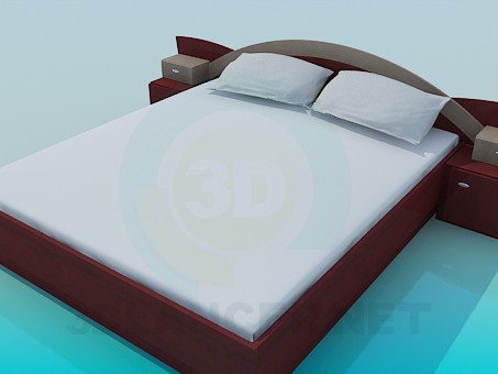 3d model Bed with bedside tables - preview 3d model Bed with bedside tables - preview