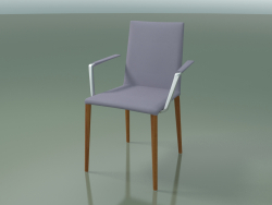 Chair 1709BR (H 85 cm, stackable, with armrests, with leather upholstery, L23 teak effect)