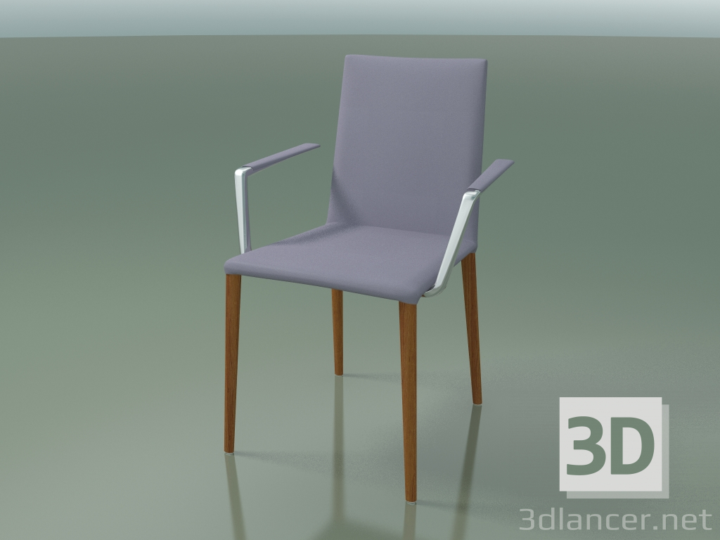 Modelo 3d Cadeira 1709BR (H 85 cm, empilhável, com braços, com estofamento em couro, efeito L23 em teca) - preview
