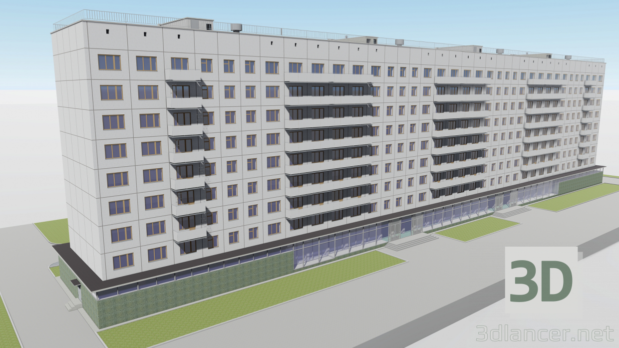 modèle 3D de Série de maisons à panneaux de Chelyabinsk à 9 PDA acheter - rendu