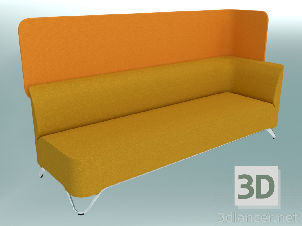 3D modeli Solda kolçaklı, üçlü kanepe ve ekranı olan (3LW) - önizleme