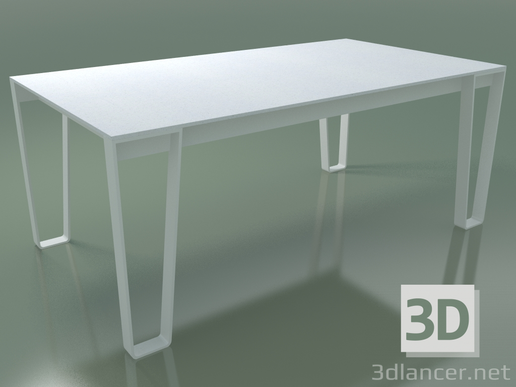 modello 3D Tavolo da pranzo esterno InOut (938, alluminio laccato bianco, doghe in pietra lavica smaltate bianc - anteprima