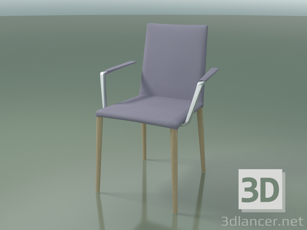 3D Modell Stuhl 1709BR (H 85 cm, stapelbar, mit Armlehnen, Lederausstattung, gebleichter Eiche L20) - Vorschau