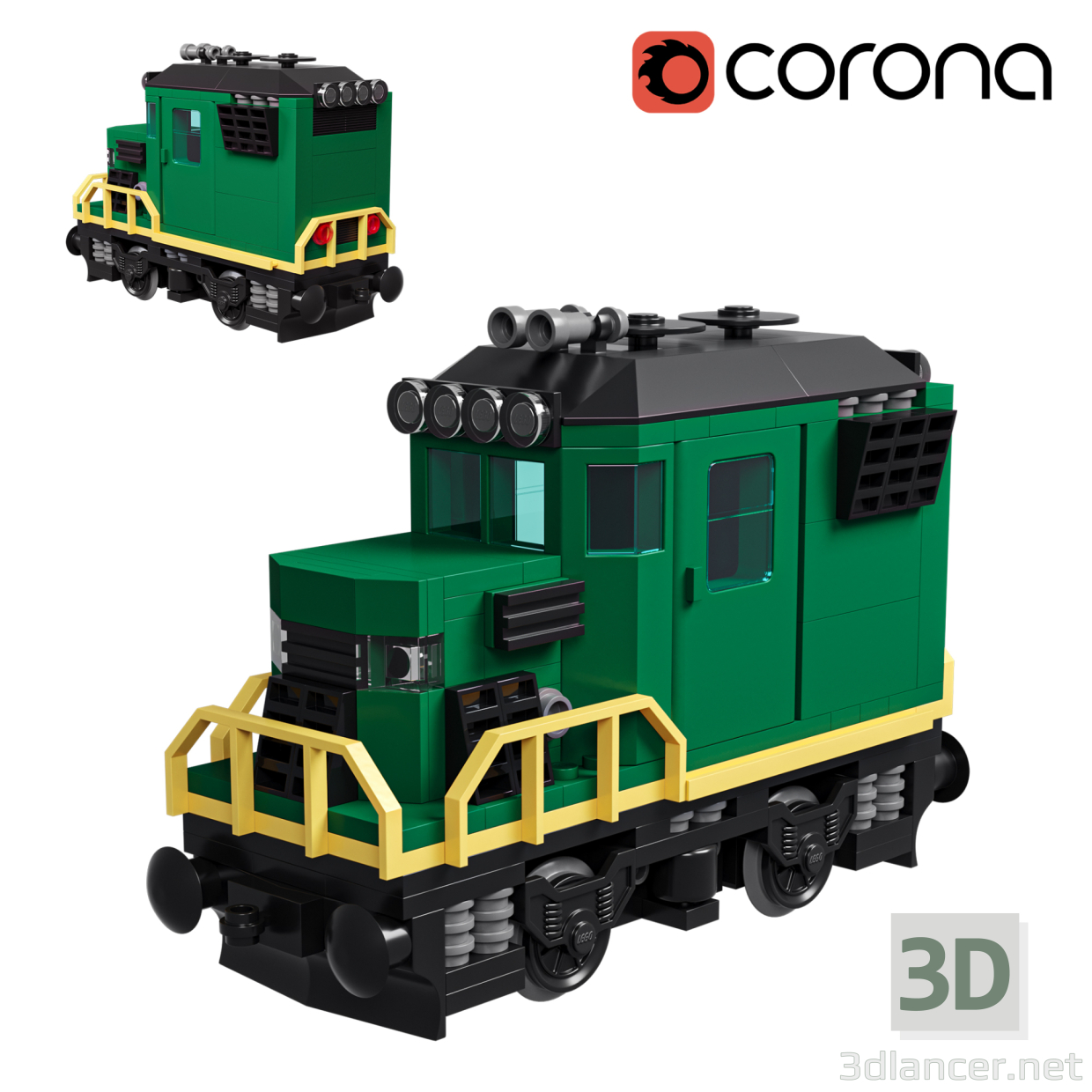 Extintor Mini Diesel-Eléctrico Tren Clase D 3D modelo Compro - render