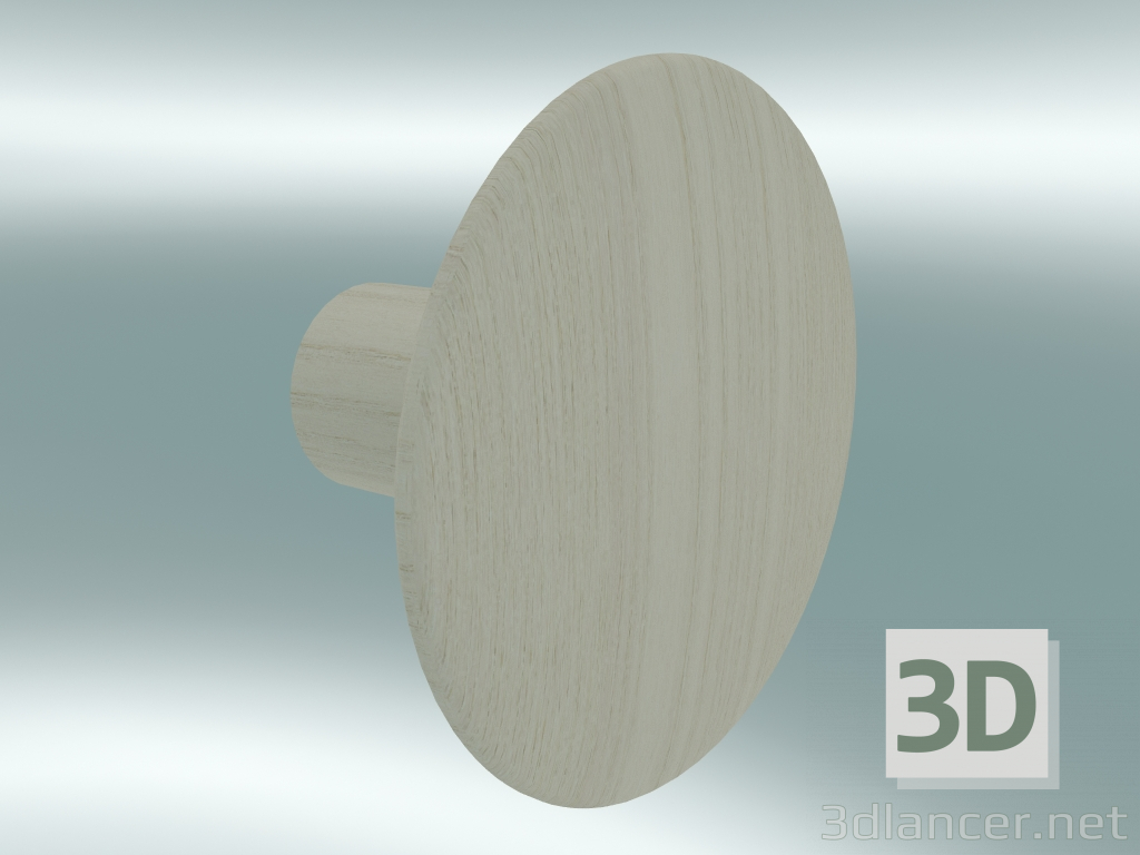3 डी मॉडल कपड़े हुक डॉट्स लकड़ी (Ø6.5 सेमी, ऐश) - पूर्वावलोकन