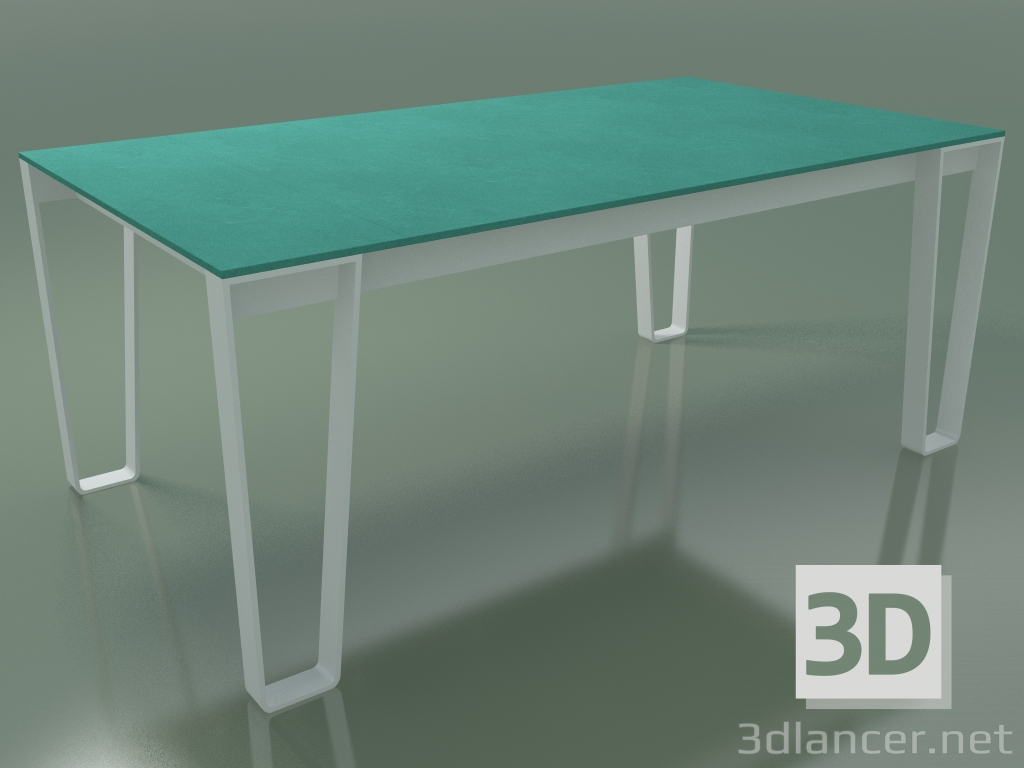 Modelo 3d Mesa de jantar ao ar livre InOut (938, Alumínio lacado branco, ripas de pedra de lava esmaltada turq - preview