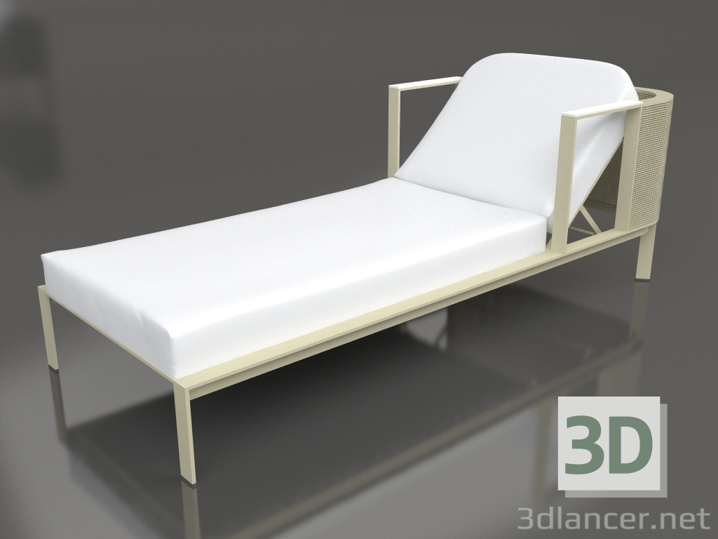 3D Modell Chaiselongue mit erhöhter Kopfstütze (Gold) - Vorschau