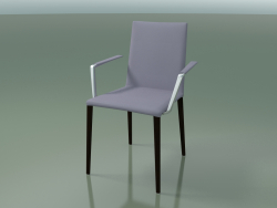 Chaise 1709BR (H 85 cm, empilable, avec accoudoirs, revêtement en cuir, L21 wengé)