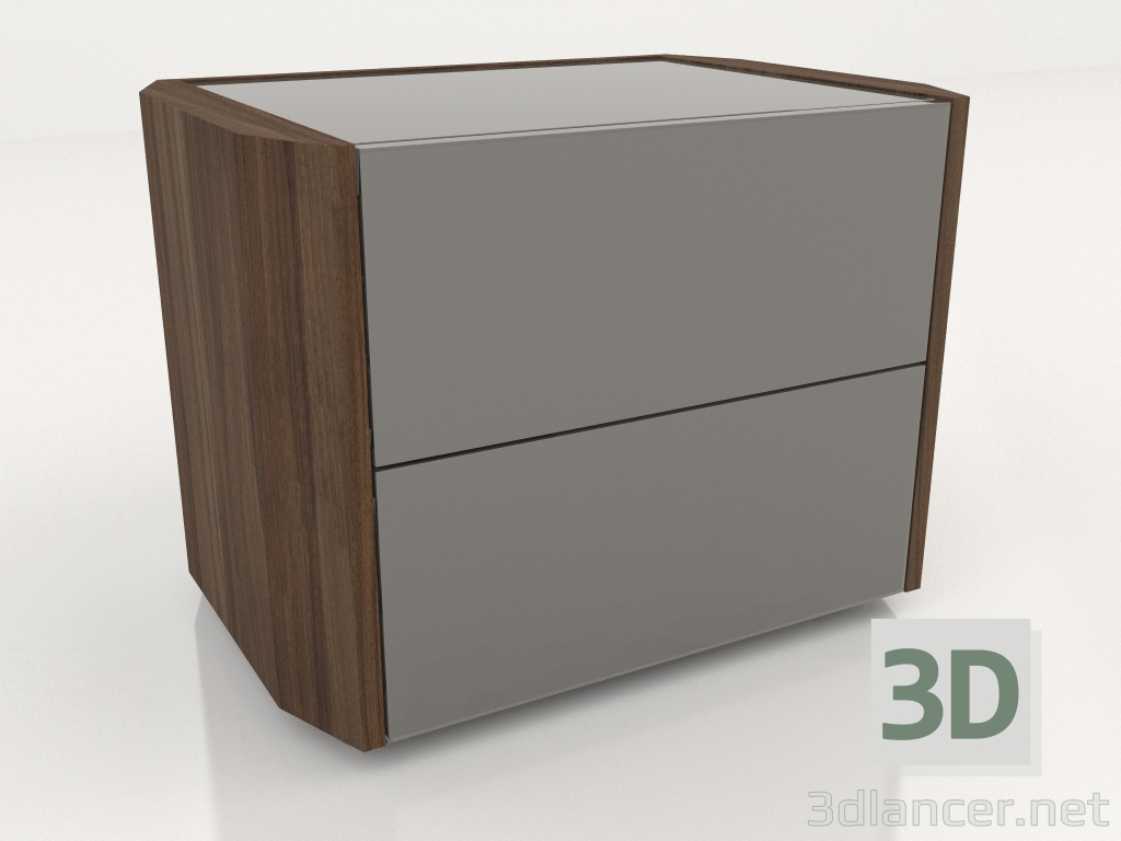 modèle 3D Table de chevet, placage noyer F, laque grise brillante 8C (55x40,5x42 cm) - preview