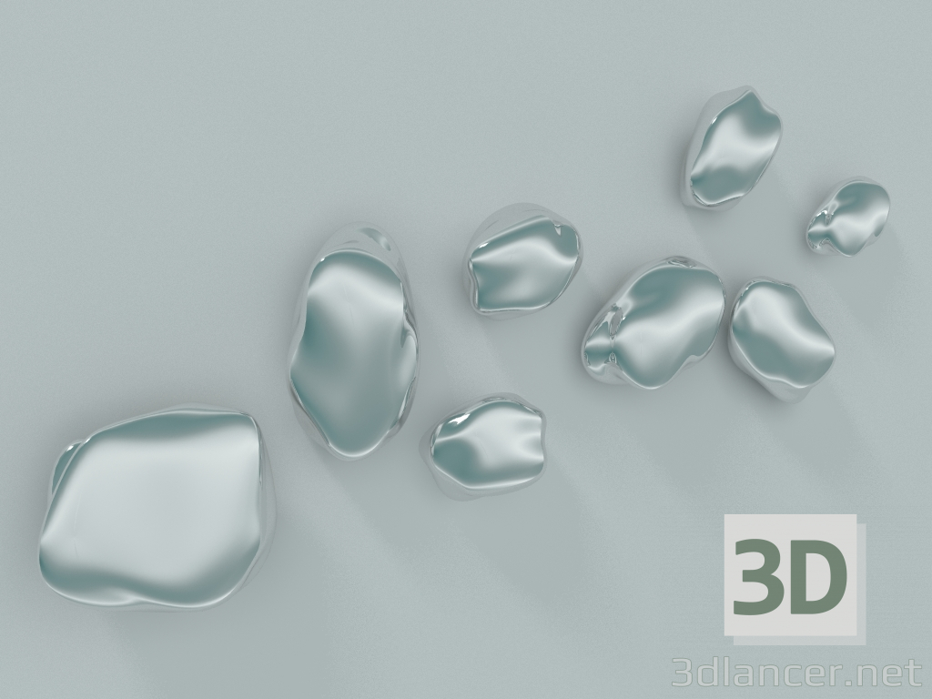 modello 3D Decorazioni da parete in pietra (platino) - anteprima