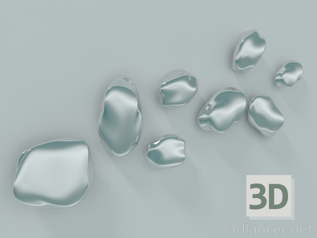 Modelo 3d Decoração de parede de pedra (platina) - preview