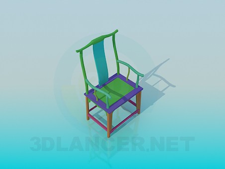 3D Modell Bunte Holzstuhl - Vorschau