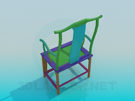 3d модель Разноцветный деревянный стул – превью 3d модель Разноцветный деревянный стул – превью