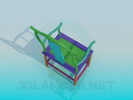 3d модель Разноцветный деревянный стул – превью 3d модель Разноцветный деревянный стул – превью