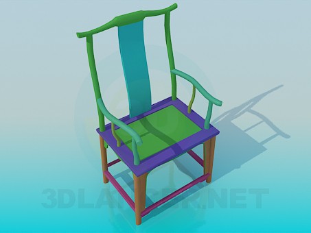 3d модель Разноцветный деревянный стул – превью 3d модель Разноцветный деревянный стул – превью