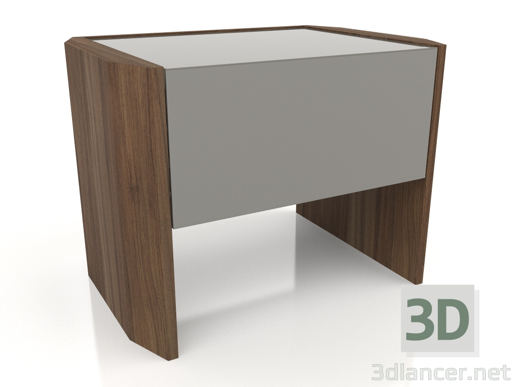 modèle 3D Table de chevet, placage noyer F, laque grise brillante (55x40,5x42 cm) - preview