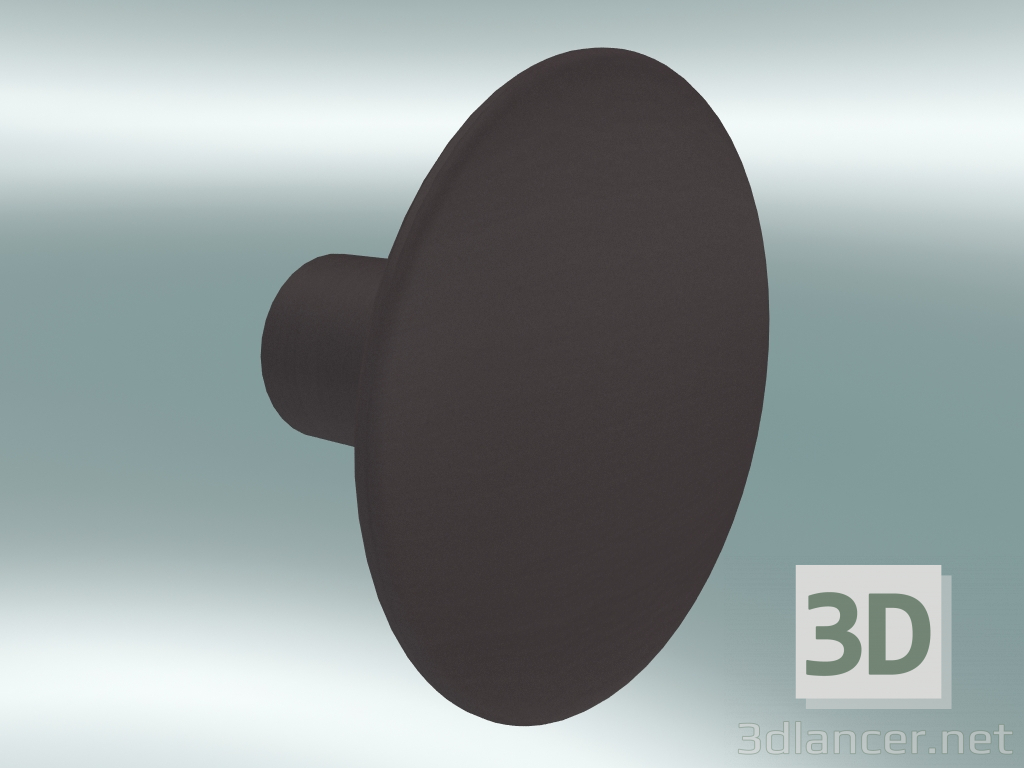 modello 3D Appendiabiti Dots Wood (Ø6,5 cm, Borgogna) - anteprima