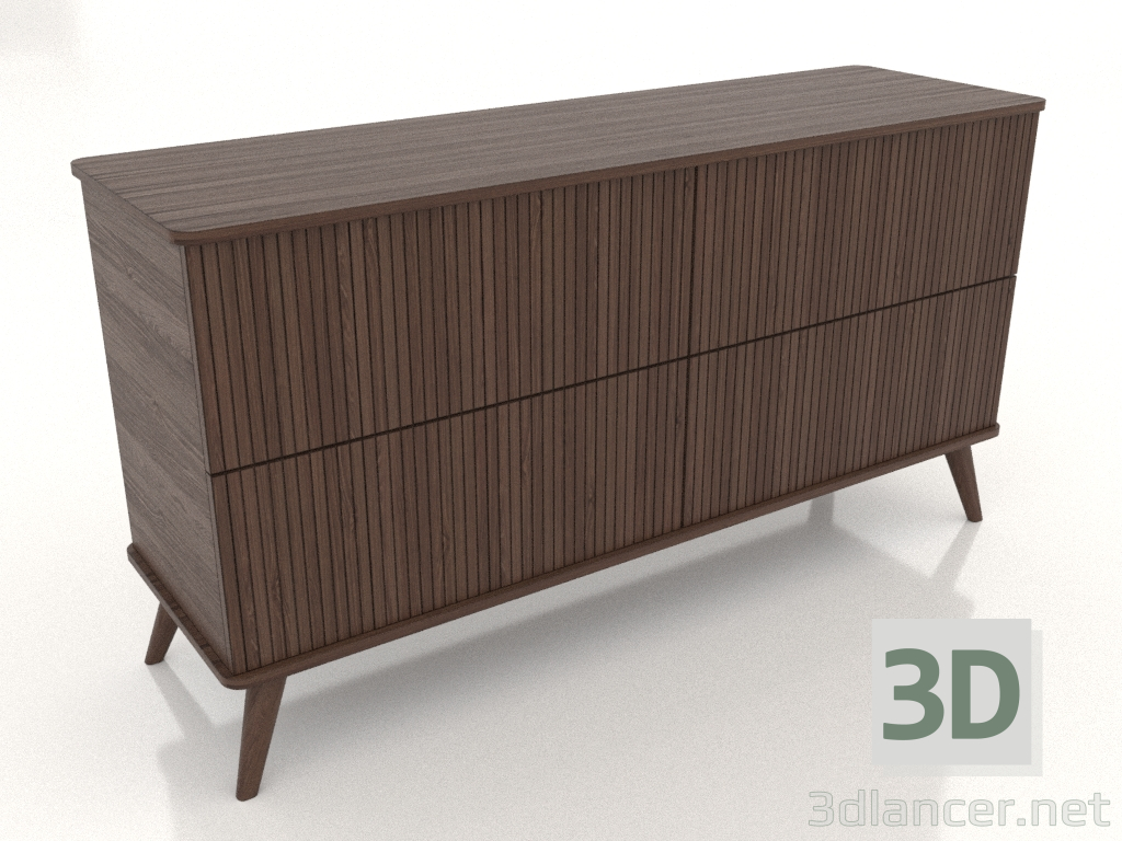 3d model Cómoda 1 1500x400x800 mm (nogal oscuro) - vista previa