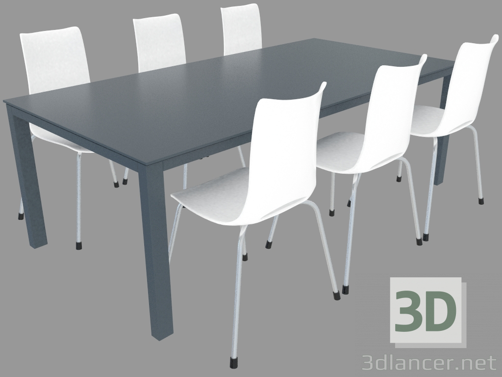 Modelo 3d Mesa com cadeiras - preview