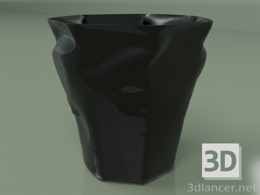 Modelo 3d Cesto de lixo amassado (preto) - preview