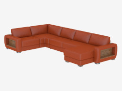 Corner sofa with sleeper and shelves