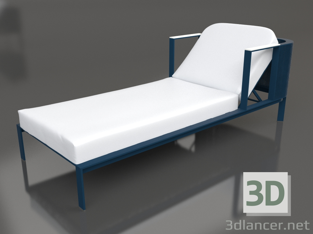 3D Modell Chaiselongue mit erhöhter Kopfstütze (Graublau) - Vorschau