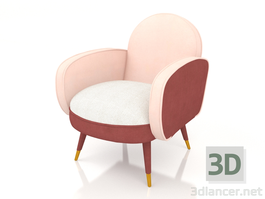 modello 3D Poltrona Sam (Rosa Bianco) - anteprima