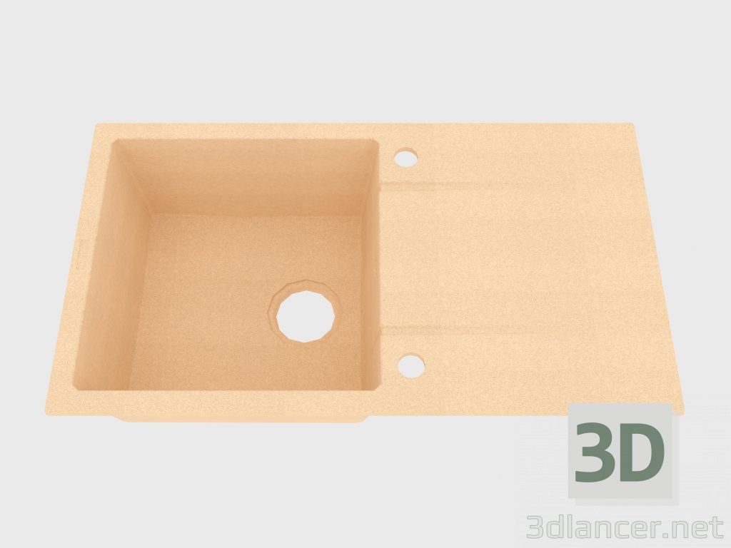 modello 3D Lavello, 1 vasca con un'ala per l'asciugatura - sabbia Piva (ZQI 7113) - anteprima