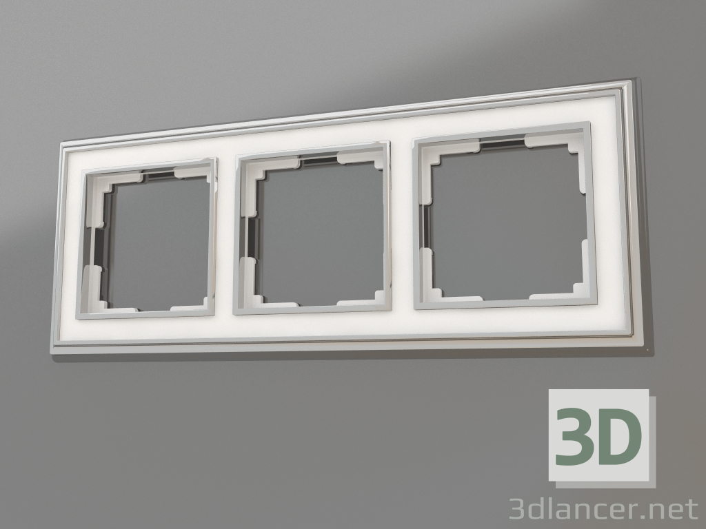 modello 3D Telaio per 3 montanti Palacio (cromo-bianco) - anteprima