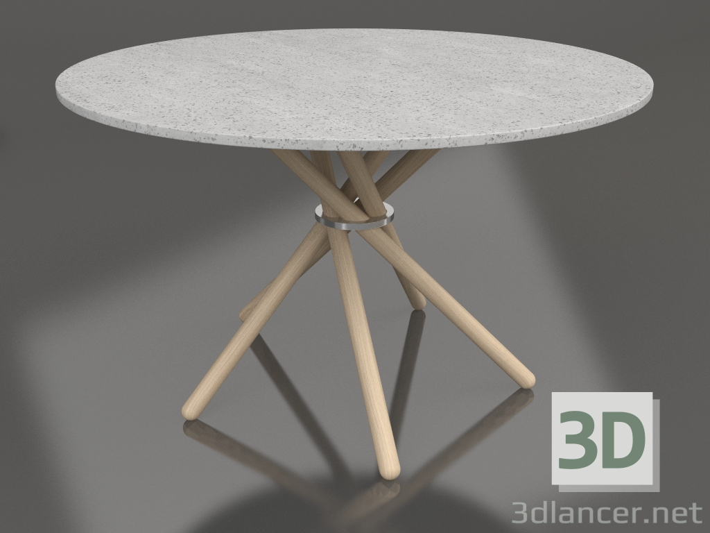 modello 3D Tavolo da pranzo Hector 120 (Cemento chiaro, Rovere chiaro) - anteprima