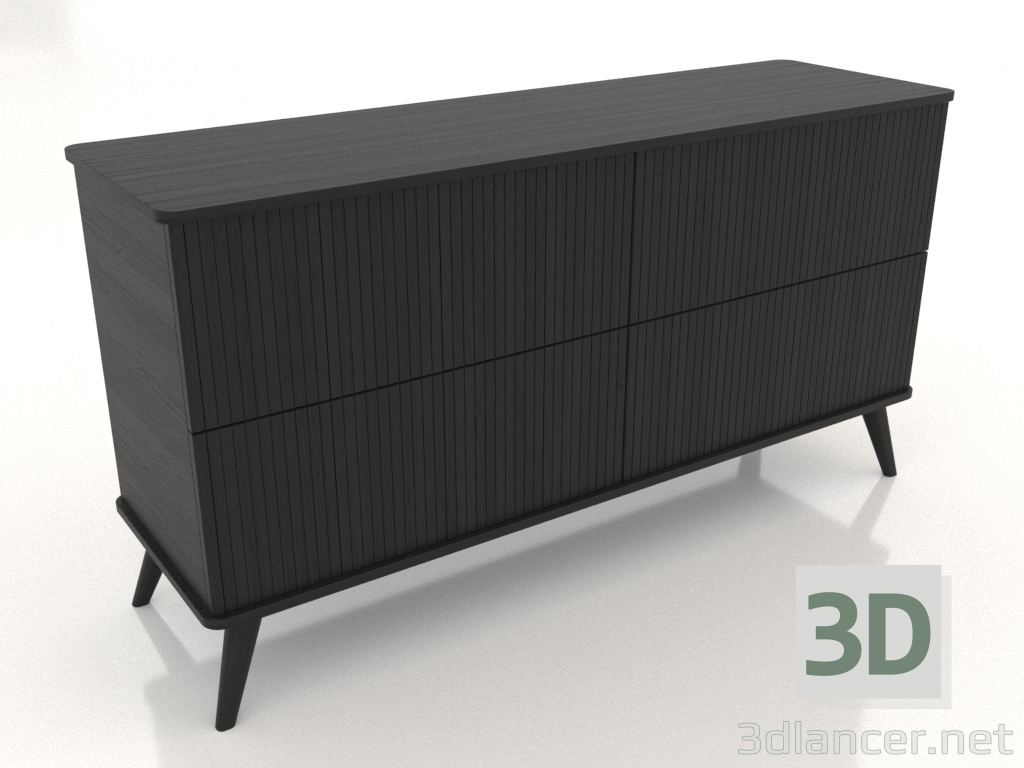 3D Modell Kommode 1 1500x400x800 mm (schwarz RAL 9005) - Vorschau