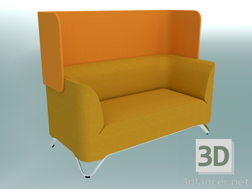 modèle 3D Canapé double avec accoudoirs, avec écran (21W) - preview