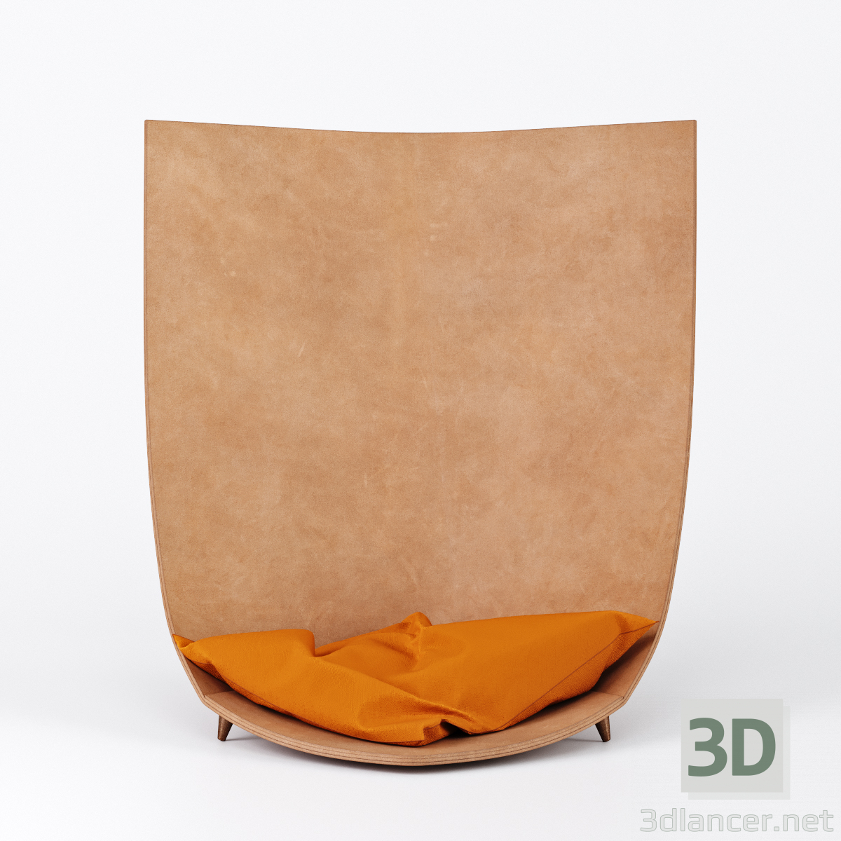 modello 3D TORU Poltrona di design in pelle Babu - anteprima