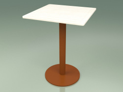 Table de bar 011 (Metal Rouille, Teck de Couleur Blanc Résistant aux Intempéries)