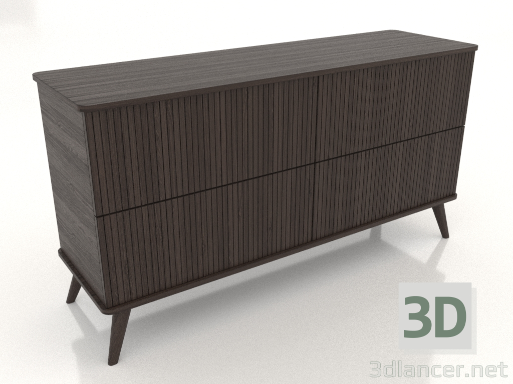 3D Modell Kommode 1 1500x400x800 mm (Esche Walnuss) - Vorschau