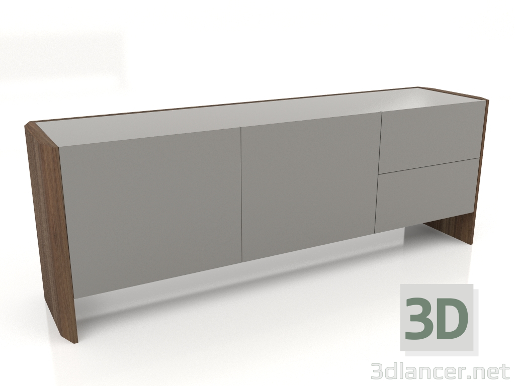 modèle 3D Buffet, placage noyer finition F, laque grise brillante (209,6 x 50 x 78 cm) - preview