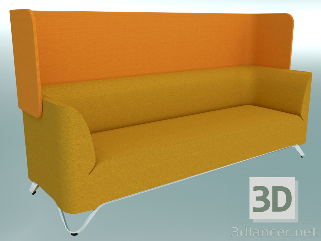 3d model Triple sofa with armrests, with screen (31W) - preview