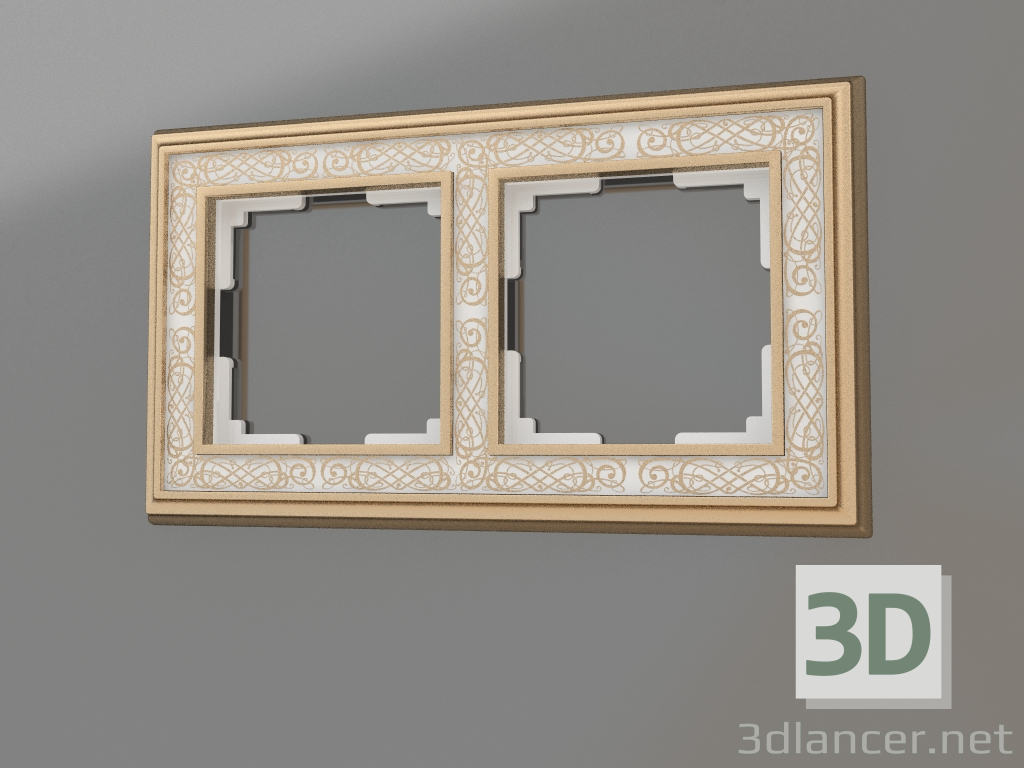 3D Modell Rahmen für 2 Pfosten Palacio Gracia (gold-weiß) - Vorschau