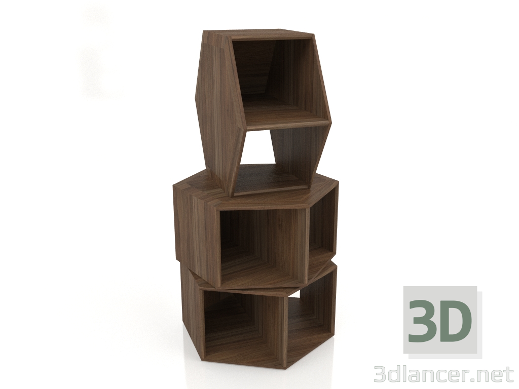 3D modeli Ceviz kaplamalı sehpa F (52x60x30 cm) - önizleme