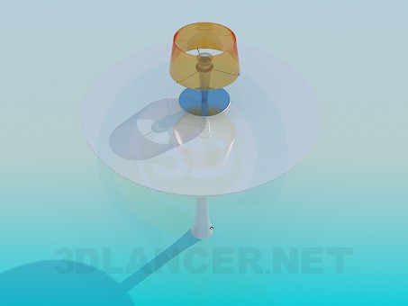 modèle 3D Table ronde avec lampe - preview