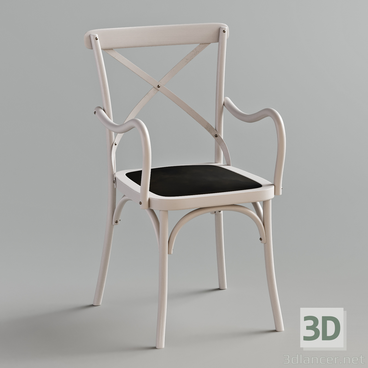 3d model Cross Back Dining Chair With Arms 33856