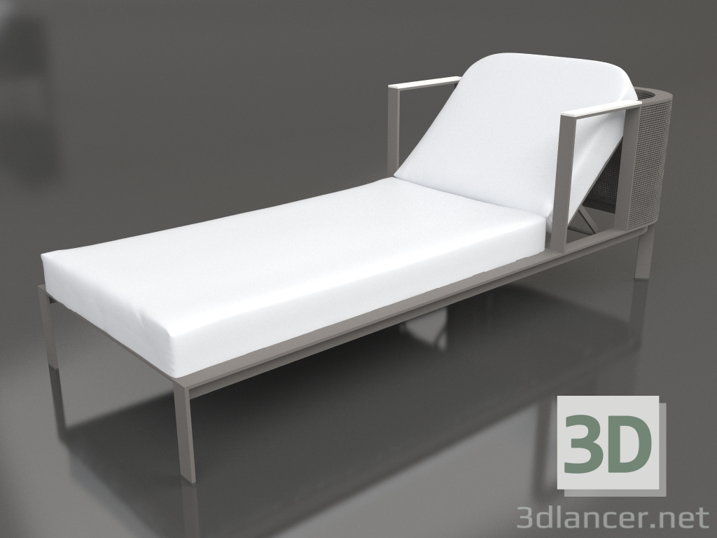 modello 3D Chaise longue con poggiatesta rialzato (Grigio Quarzo) - anteprima