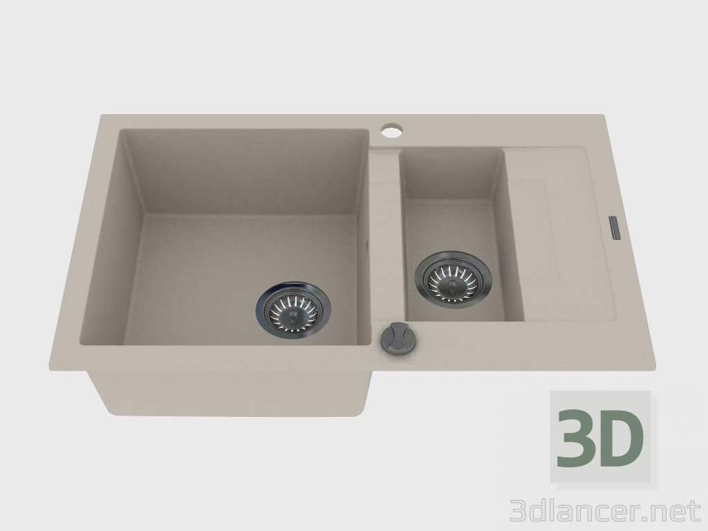 3d model 1.5-bowl sink with a shortened sink - Rapido alabaster (ZQK A513) - preview