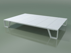 Table basse d'extérieur InOut (955, aluminium laqué blanc, lattes en pierre de lave émaillée blanche