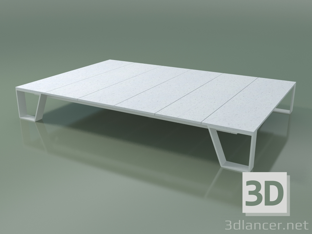 modèle 3D Table basse d'extérieur InOut (955, aluminium laqué blanc, lattes en pierre de lave émaillée blanche - preview