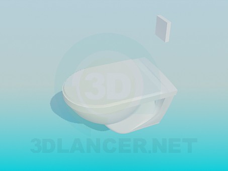 3d модель Унитаз с кнопкой смыва на стене – превью 3d модель Унитаз с кнопкой смыва на стене – превью